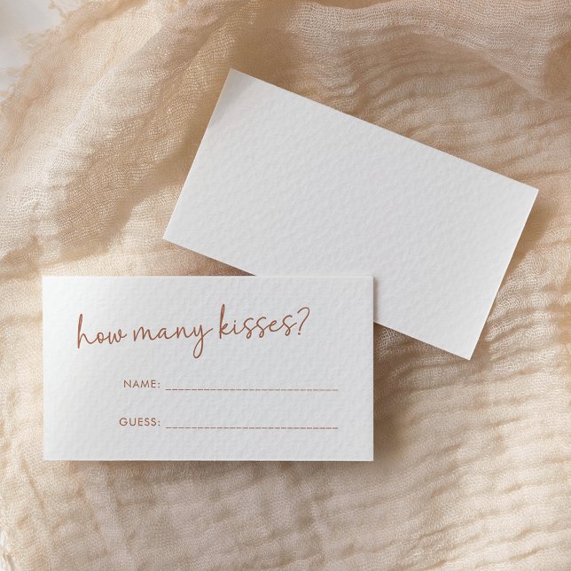 Terracotta & White Minimalist How Many Kisses Game Enclosure Card (Creator Uploaded)