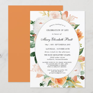 Terracotta White Pink Floral Celebration of Life I Invitation