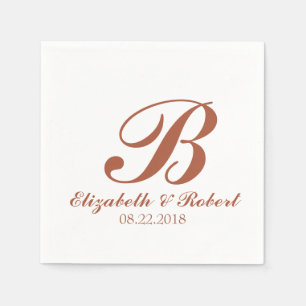 Terracotta White Wedding Monogram Napkins
