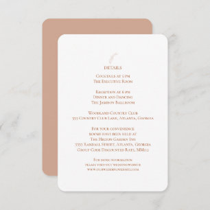 Terracotta White Wedding Reception Details Enclosure Card