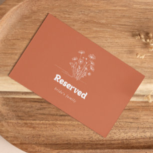 Terracotta White Wildflower Wedding Reserved Sign