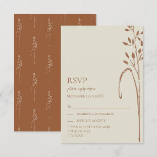  Terracotta & Wild Grass Earth Tone Wedding RSVP Card