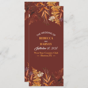 Terracotta Wildflower Autumn Fall Wedding programs Programme