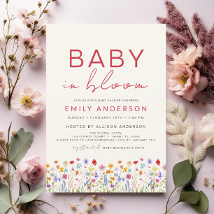 Terracotta Wildflower Baby in Bloom Shower Invitation