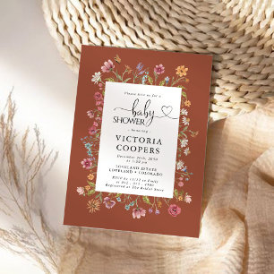 Terracotta Wildflower Baby Shower Invitation