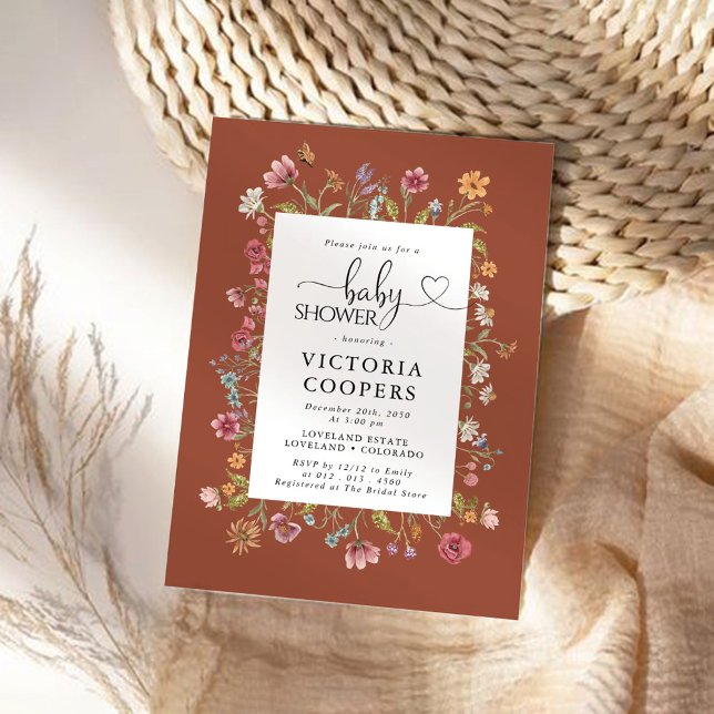 Terracotta Wildflower Baby Shower Invitation (Creator Uploaded)
