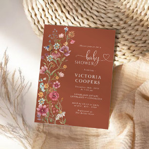 Terracotta Wildflower Baby Shower Invitation