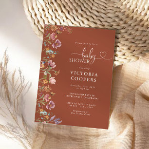 Terracotta Wildflower Baby Shower Invitation