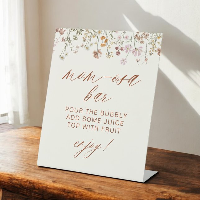 Terracotta Wildflower Baby Shower Mum-Osa Bar Pedestal Sign (Creator Uploaded)