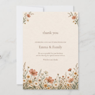Terracotta Wildflower Baby Shower Thank You Card
