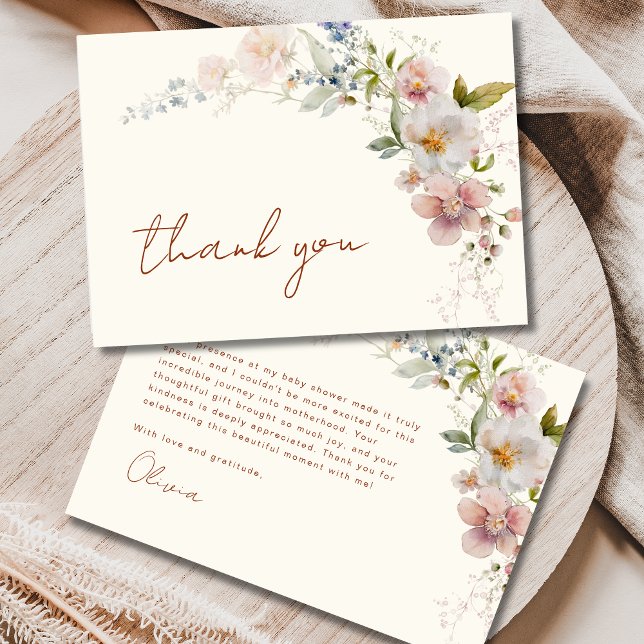  Terracotta Wildflower Baby Shower Thank You Card (Creator Uploaded)