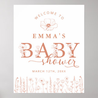 Terracotta Wildflower Baby Shower Welcome Sign