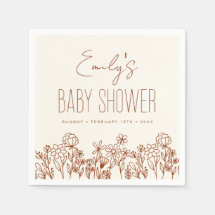 Terracotta Wildflower Boho Baby Shower In Bloom Napkin