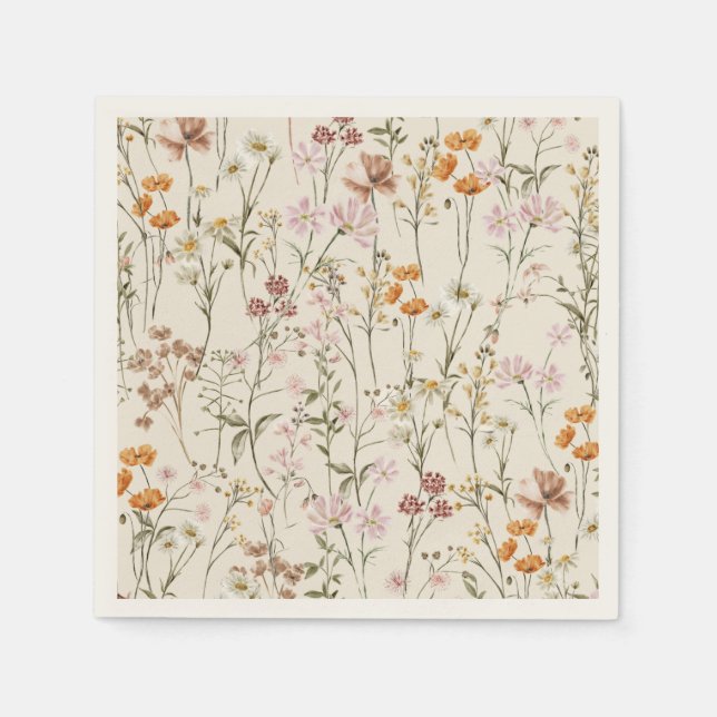 Terracotta Wildflower Boho Baby Shower In Bloom Napkin (Front)