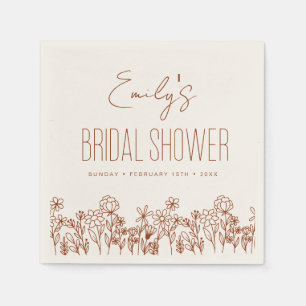Terracotta Wildflower Boho Bridal Shower Floral Napkin