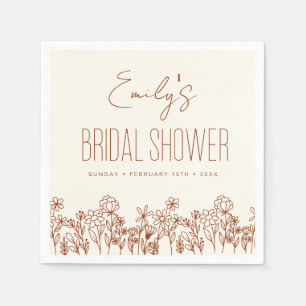 Terracotta Wildflower Boho Bridal Shower Floral Napkin