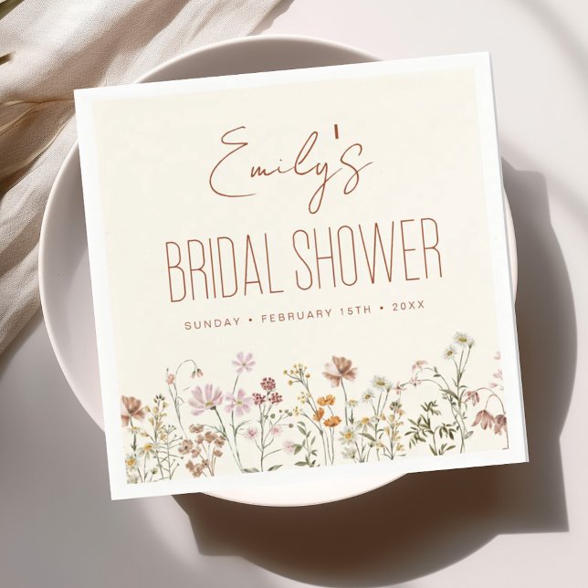 Terracotta Wildflower Boho Bridal Shower In Bloom Napkin (Creator Uploaded)