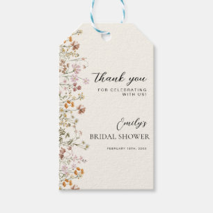 Terracotta Wildflower Boho Bridal Shower Thank You Gift Tags