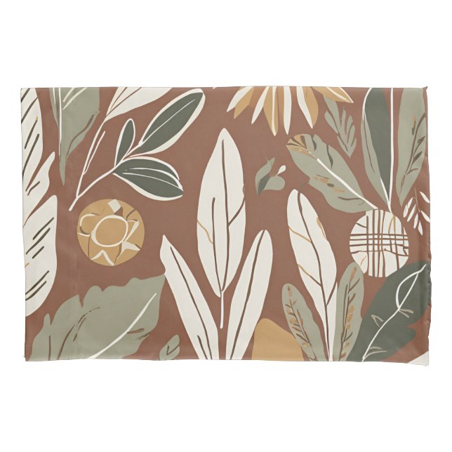 Terracotta Wildflower Boho Rustic Eclectic Style Pillowcase (Front)