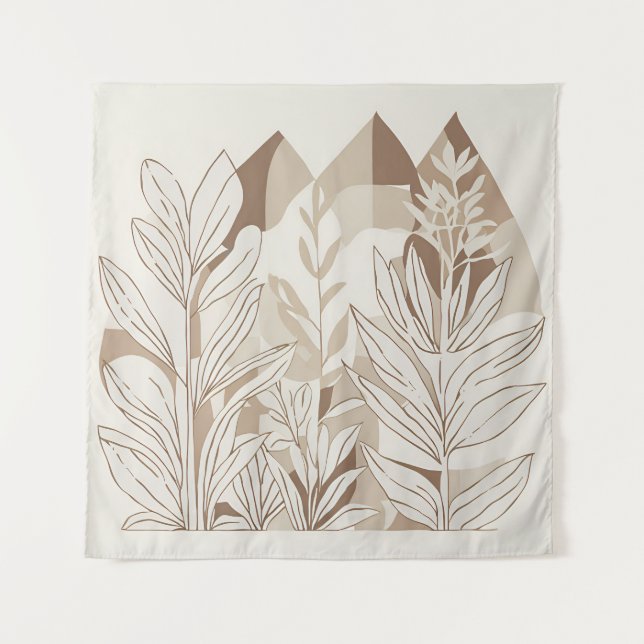 Terracotta Wildflower Boho Rustic Eclectic Wall Tapestry (Front)