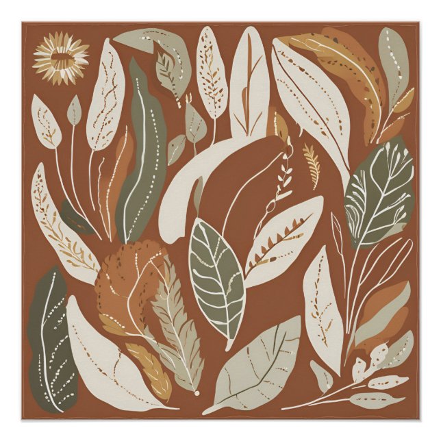 Terracotta Wildflower Boho Rustic Spring Wall Art (Front)