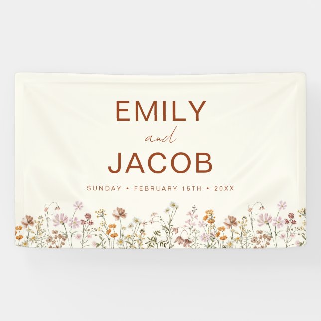 Terracotta Wildflower Boho Wedding In Bloom Banner (Horizontal)