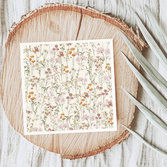 Terracotta Wildflower Boho Wedding In Bloom Garden Napkin (Creator Uploaded)