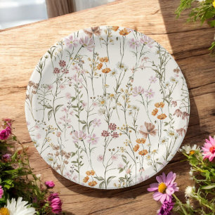 Terracotta Wildflower Boho Wedding In Bloom Garden Paper Plate