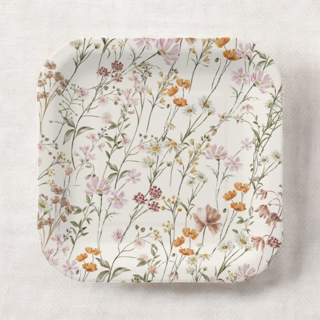 Terracotta Wildflower Boho Wedding In Bloom Garden Paper Plate (Creator Uploaded)