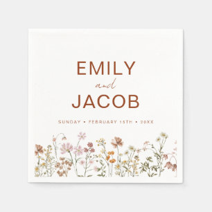 Terracotta Wildflower Boho Wedding In Bloom Napkin