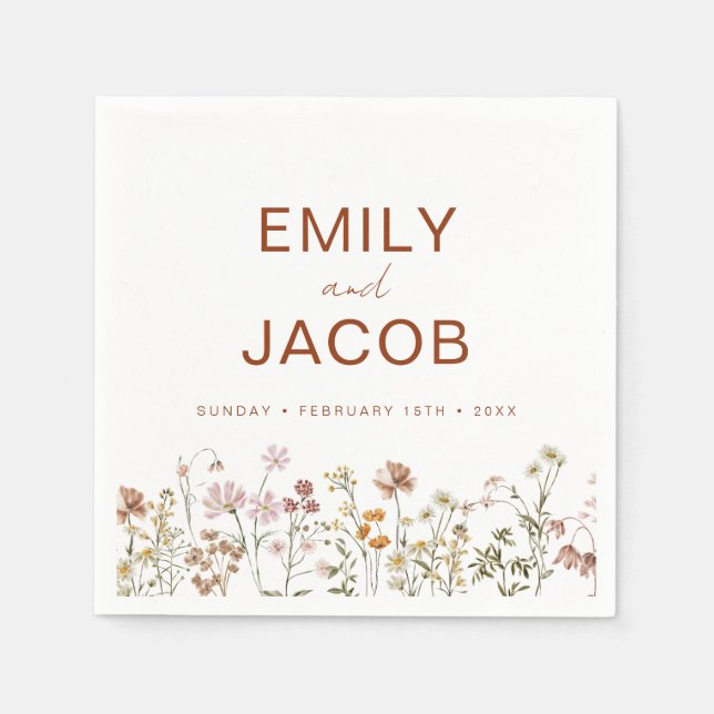 Terracotta Wildflower Boho Wedding In Bloom Napkin (Front)