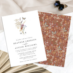 Terracotta Wildflower Boho Wedding Invitation