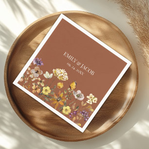 Terracotta Wildflower Boho Wedding Napkins