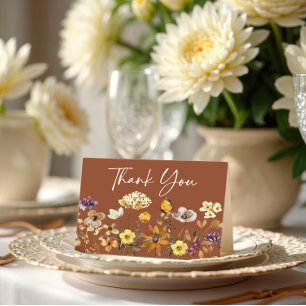 Terracotta Wildflower Boho Wedding Thank You Card