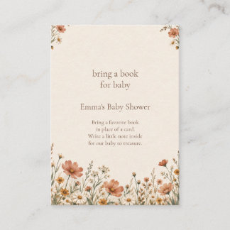 Terracotta Wildflower Books for Baby Shower Enclosure Card