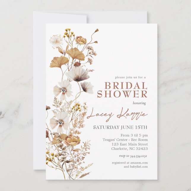 Terracotta Wildflower Bridal Invitation  (Front)