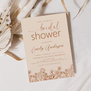 Terracotta Wildflower Bridal Shower Invitation