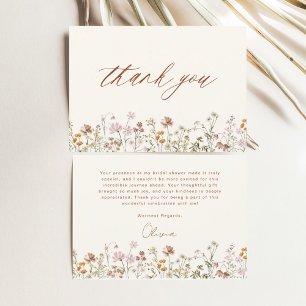  Terracotta Wildflower Bridal Shower Thank You Card