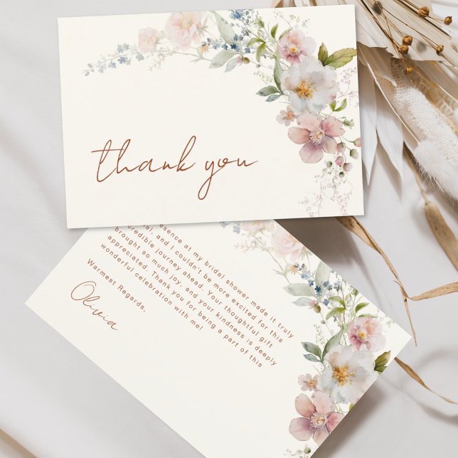  Terracotta Wildflower Bridal Shower Thank You Card (Creator Uploaded)