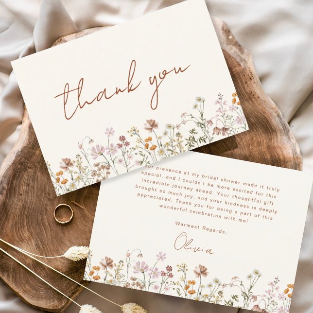  Terracotta Wildflower Bridal Shower Thank You Card (Creator Uploaded)