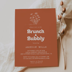 Terracotta Wildflower Brunch Bubbly Bridal Shower Invitation