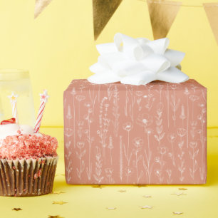Terracotta Wildflower Floral Baby Shower Gift Wrap