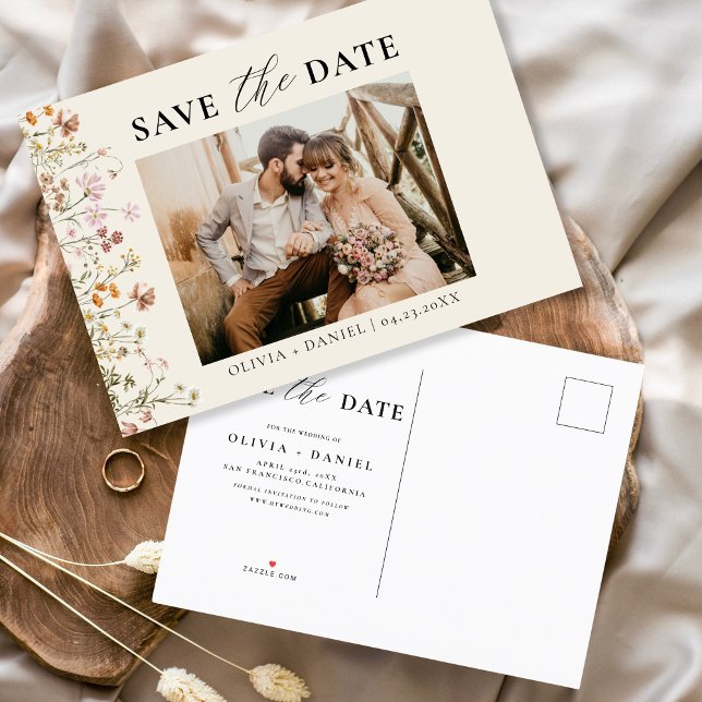 Terracotta Wildflower Floral Colourful Wedding Announcement Postcard (Creator Uploaded)