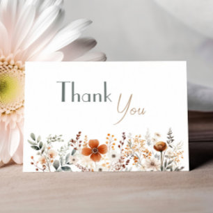 Terracotta Wildflower Gender Neutral Baby Shower Thank You Card