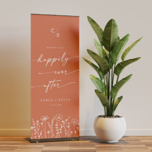 Terracotta Wildflower Happily Ever After Welcome Retractable Banner