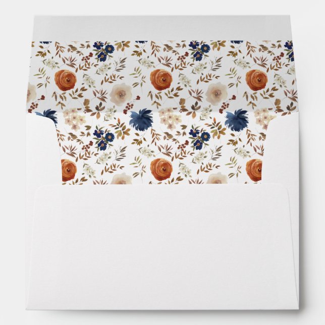 Terracotta Wildflower Lined Wedding Envelope (Back (Bottom))