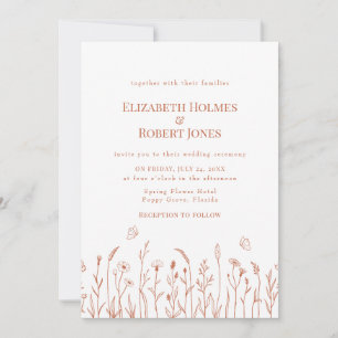 Terracotta Wildflower Meadow Wedding Invitation