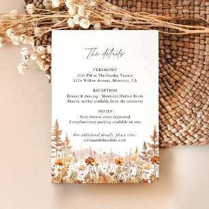 Terracotta Wildflower Mountain Wedding Details, Enclosure Card