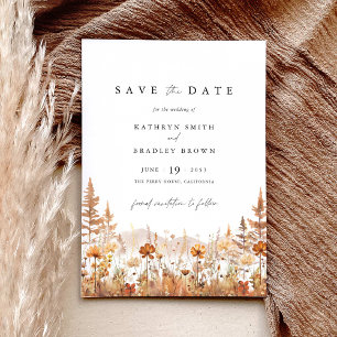 Terracotta Wildflower Mountain Wedding Save The Date