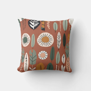 Terracotta Wildflower Pattern Rustic Spring Summer Cushion